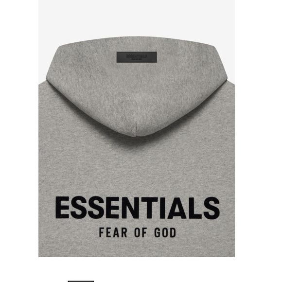 Fear of God Essentials  FOG Essentials Flocked Hoodie Dark Oatmeal - Picture 3 of 15